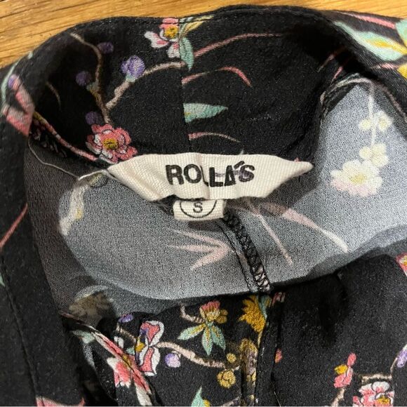 ROLLA'S Halter Button Down Black Dark Floral Maxi Dress - Picture 9 of 10